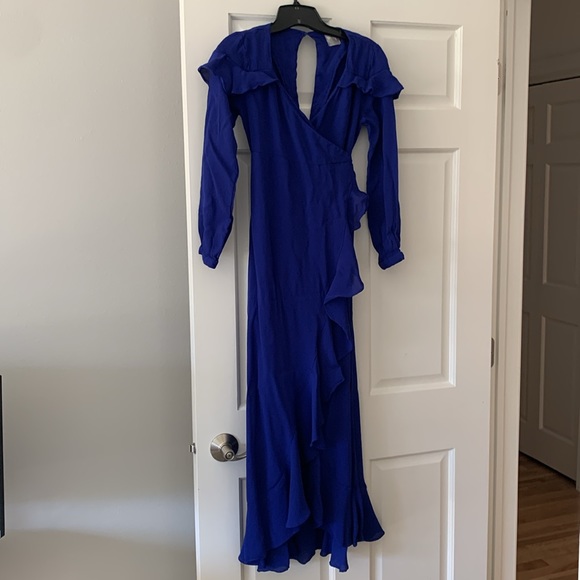 Blue maternity wrap dress, worn once - Picture 2 of 6